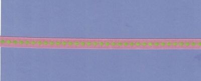 Lint 10mm Roze met groene ruit prijs per meter