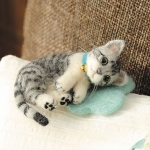 Handmade Felting Wool Pets: Gray Tabby Cat.